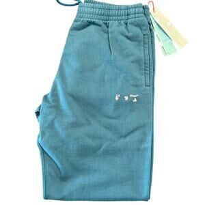 RETAIL $575 Off White Logo Slim Cuffed Sweatpants Duck Green*NEW W/TAGS*SIZE L